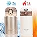 Diller Thermos Water Bottle - 10 Oz Mini Insulated Stainless Steel Bottle, Leakproof Cute Vacuum Flask, Perfect for Purse or Kids Lunch Bag, 12 Hours Hot & 24 Hours Cold (Gold, 10 oz)