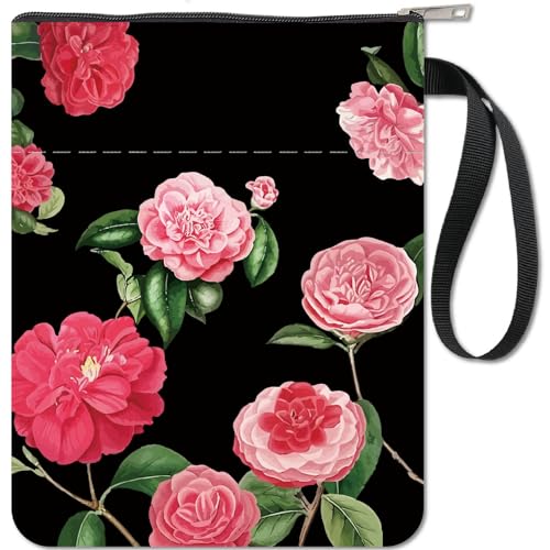 CRASPIRE Book Sleeve Flower Book Protector Book Covers for Paperbacks Washable Fabric Cloth Book Cover with Zipper and Extra Sleeve Pocket for Book Lovers Classmate Friend Gifts