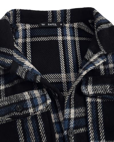 Image of ZAFUL Unisex Plaid Flannel Shirt Jacket Button Down Long Sleeve Pocket Coat Outwear | Mens Fall Clothes Lightweight Long Sleeve Button Down Flap Pocket Jacket Tops for Fall&Winter 2026