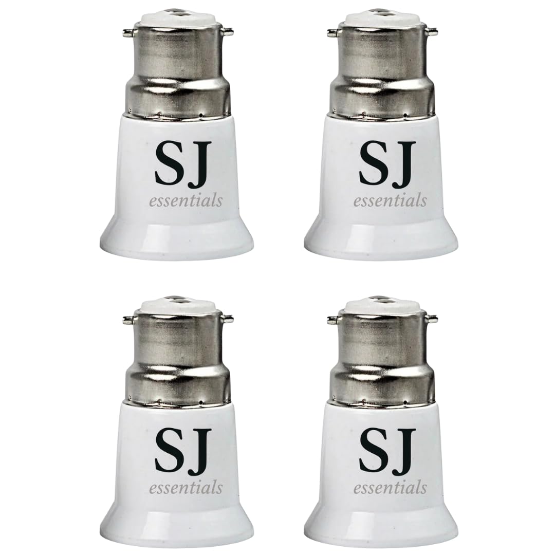 4-Pack B22 to E27 Lamp Holder Adapter Converter, Bayonet B22 to Edison Screw E27 Light Bulb Socket Adapter
