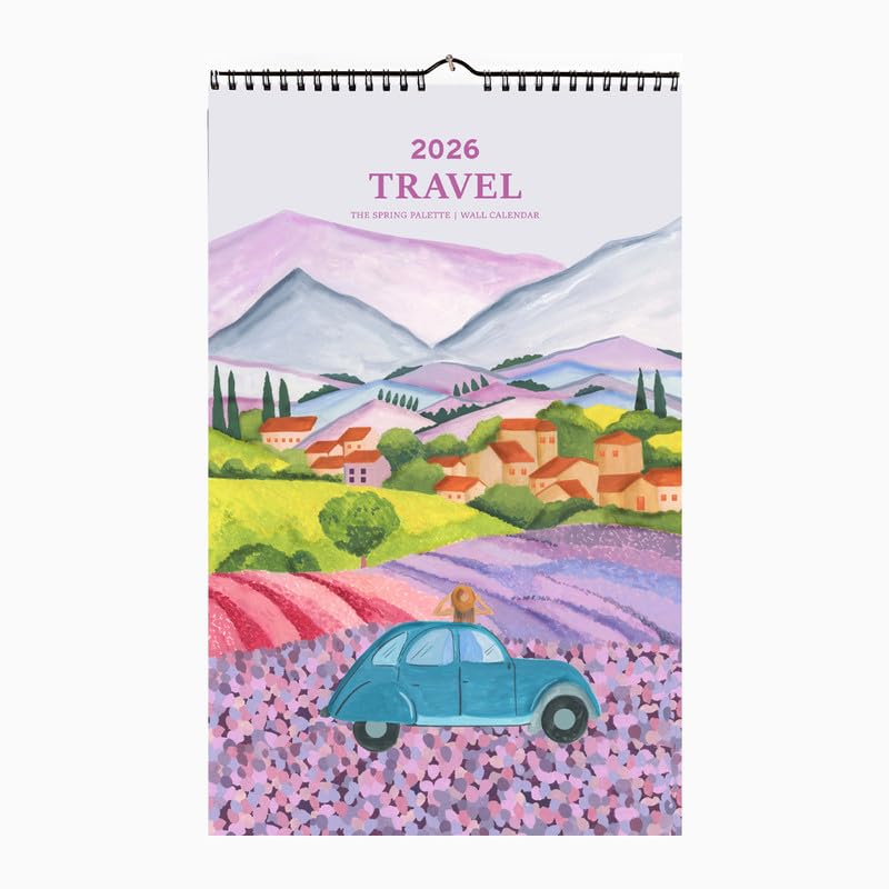 - Travel Wall Calendar 2026 | The Spring Palette |350 GSM | Hand Illustrated | Contains Sticker Sheet | Gold Wiro | Notes, scheduling and planning