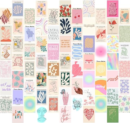 Image of Paper 70Pcs Danish Pastel Wall Collage Kit Aesthetic Pictures, Posters Matisse Wall Art Prints Preppy Room Decor 4 inchX6 inch For Teens Girls Women Dorm Bedroom (Danish Pastel Wall Collage Kit)