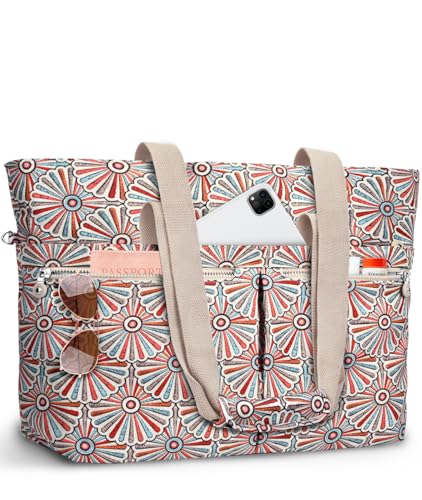 ENONEO Strandtasche Damen mit Reissverschluss, Strandtasche Familie...