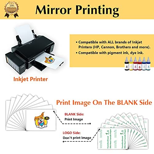 Amazon.com: TransOurDream Heat Transfer Paper for Light T Shirts (20  Sheets, 8.5x11") Clear Iron on Transfer Paper for Light &White Fabrics  Printable Heat Transfer Vinyl for Inkjet Printer (Trans-1) : Arts, Crafts