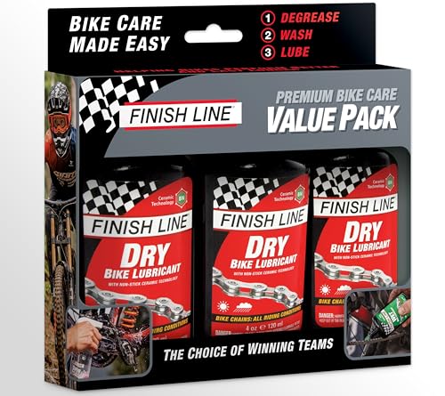 Finish Line Dry Bike Lubricant with Teflon Squeeze Bottle 4oz (set of 3), 4 Ounce Value Pack