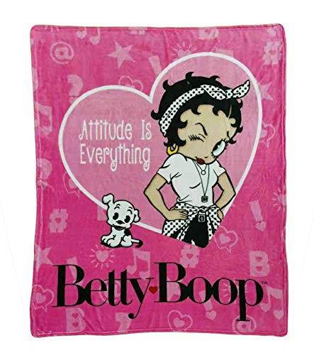 Midsouth Products Betty Boop Throw Blanket 50x60 Attitude is Everything Pink Fleece Super Soft Coral Plush Lightweight Bed or Sofa Throw Officially Licensed Betty Boop Gift - from