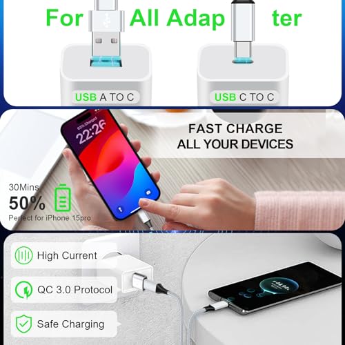 Image of USB C Splitter Multi Charging Cable,USB A /C to USB C QC 3.0 Fast Charging[2Pack 4Ft], 4 in 2 Multi Charger Cord, with 4 Type-C Connectors Compatible with Cell Phones Tablets and More