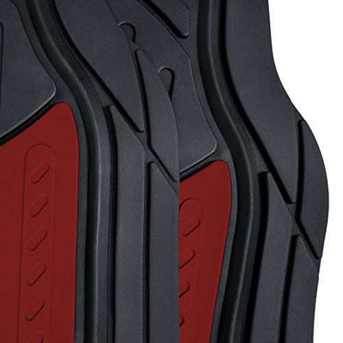 Image of FH Group Automotive Floor Mats - Heavy-Duty Monster Eye Rubber Floor Mats for Cars, Universal Fit Full Set, Climaproof Floor Mats, Trimmable Floor Mats for Most Sedan, SUV, Truck Floor Mats Burgundy