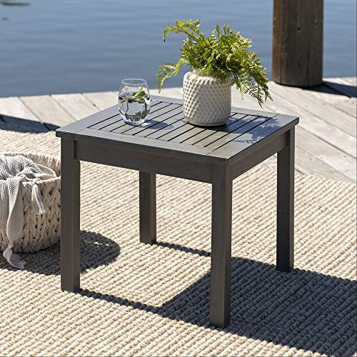 Walker Edison Dominica Contemporary Acacia Wood Slatted Outdoor Accent