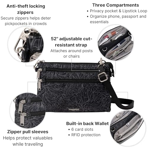 Image of Securtex Anti-Theft Stash Crossbody - 9.25 inchx 6.25 inch Travel Safe Bag w /Locking Zippers