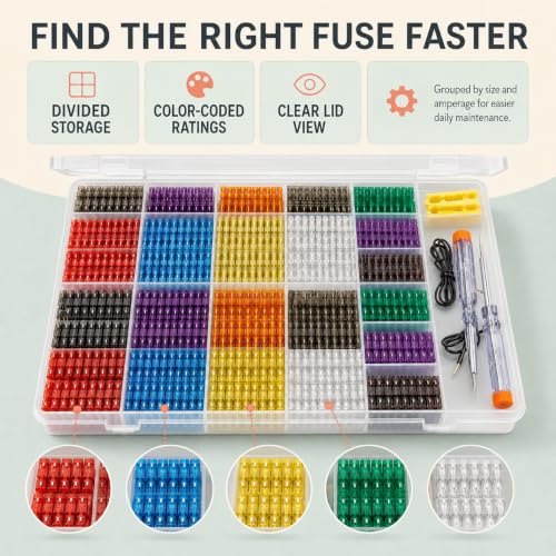 Kit de fusibles automotrices de 1011 piezas, surtido de fusibles de cuchilla de 2A a 40A miniatura 5