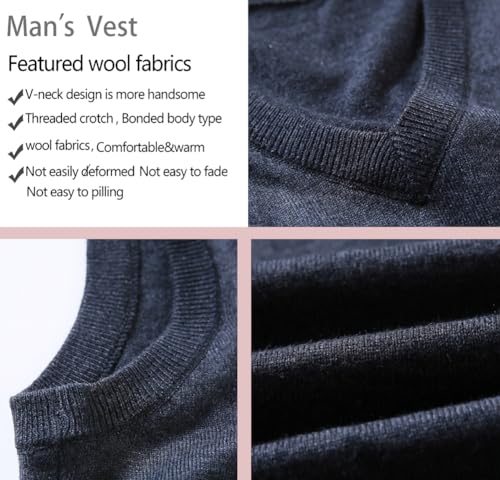 Mens Sleeveless Pullover Vest Casual Business Gilet V-Neck Knitwear Sweater4
