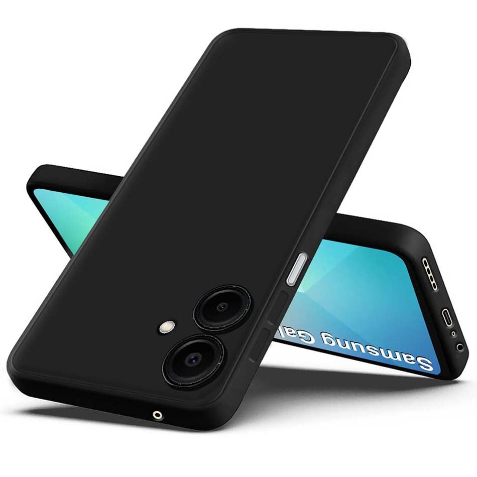 Image of Fashionury Liquid Silicon Back Cover for Samsung Galaxy A06 5G | Camera Protection | Inner Velvet Fabric | Anti-Fingerprint | Ultra Slim Case (Black)