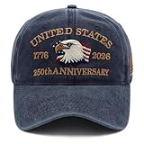 250 Anniversary USA Hat, USA America 250th Anniversary Hat 1776-2026 Eagle Patriotic Embroidery Baseball Cap Navy Blue