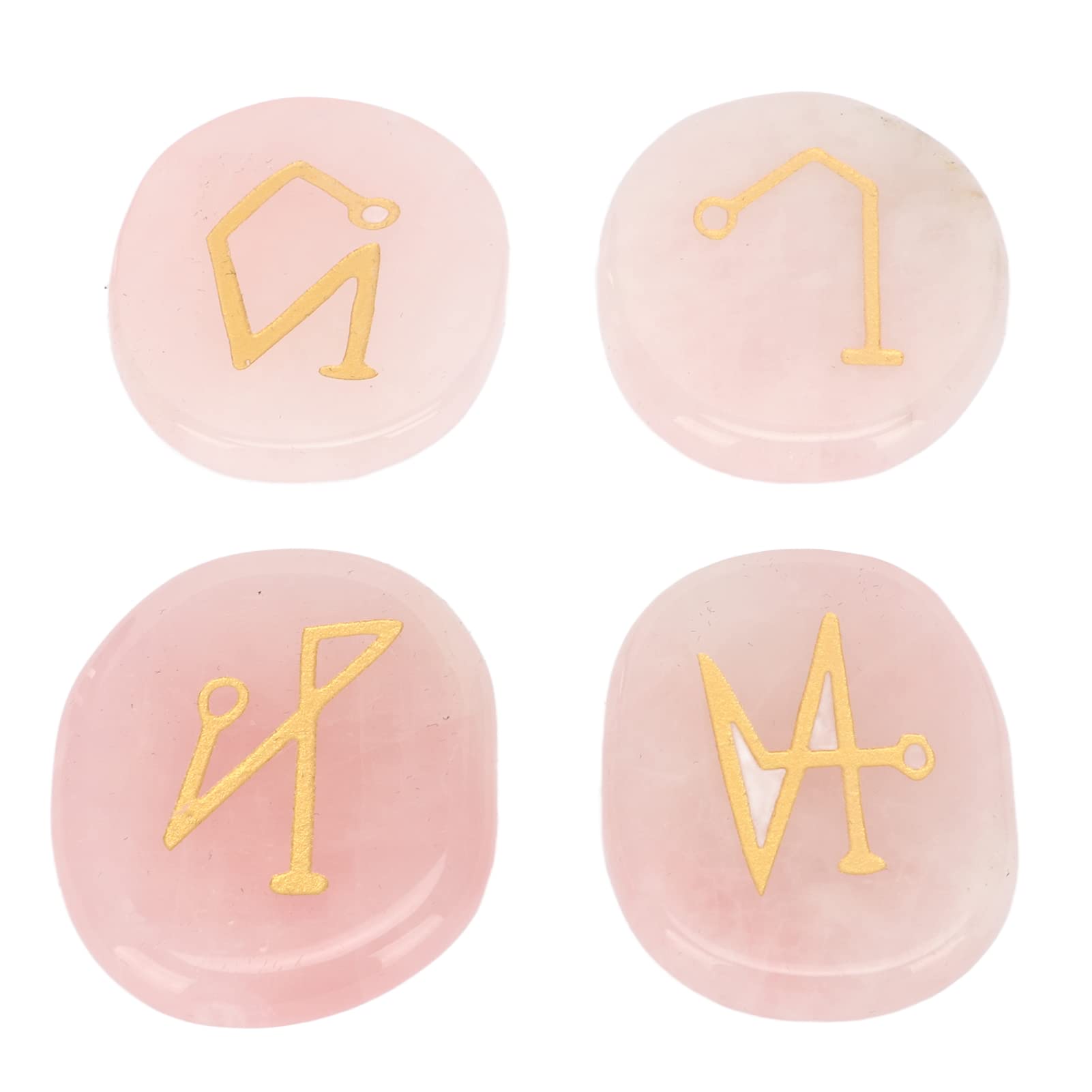 4Pcs Healing Crystal Rune Stones Set, Portable Chakra Stones Palm Stone Reiki Balancing, Witches Rune Set Engraved Smoother Yoga Stone for Meditation Healing Decompression