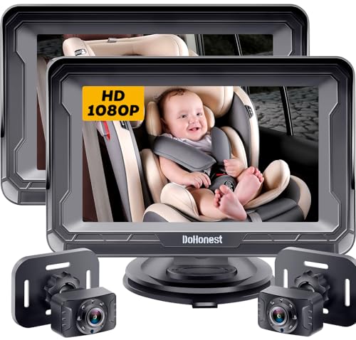 Image of Baby Car Camera 2-Pack for Seat: Adjustable Infant Car Camera Easy Setup for Family with 2 Cars - HD 1080P Crystal Night Vision Backseat Camera for Two Kids