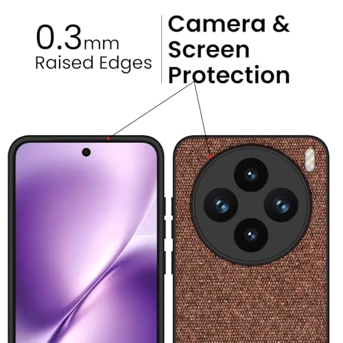 Image of Kapa Soft Fabric & Leather Hybrid Protective Back Cover for Vivo X200T 5G | Shockproof Slim Hard Anti Slip Back Case (Brown)