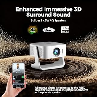 [Smart TV OS & HDR10+ & 3D Suono] Proiettore 4K con WiFi 6 e Bluetooth 5.4, Built-in Smart OS & Apps & Altoparlanti Doppi, 1080P Native Auto Focus & Keystone, Proiettore Home Movie - Bianco