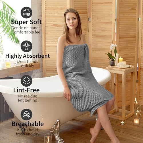 Microfiber Waffle Bath Towels, 4 Pieces, Soft, Absorbent, Fast Drying, Lint Free 430 GSM (27''x55''/68.58 cm x139.7 cm) by MICROFI - Used condition - Image 4