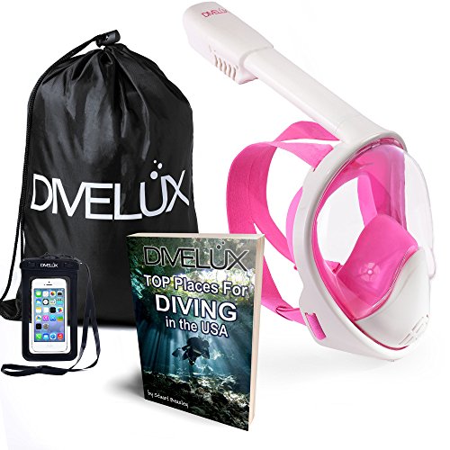 DIVELUX Snorkel Mask - Original Full Face Snorkeling and Diving Mask with 180° Panoramic Viewing - Longer Ventilation Pipe, Watertight, Anti Fog & Anti Leak Technology, (Pink, S/M) - Thumbnail 3