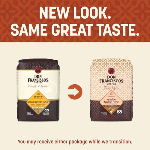 Image of Don Francisco's Hawaiian Hazelnut Ground Coffee, Medium Roast, 20 OZ Bag | Ideal for French Press & Drip Coffee Maker, 100% Arabica Coffee, Easy-to-Brew Ground Coffee, Consistent Daily Brew