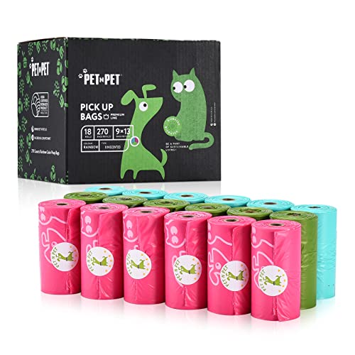 PET N PET Bolsas Caca Perro, 270 Contar Rollos de Recambio de Bolsas Excrementos Perros, Perros con Certificado USDA 38% Biobased Bolsa Caca Perros, Más Grueso Bolsas Perro Cover