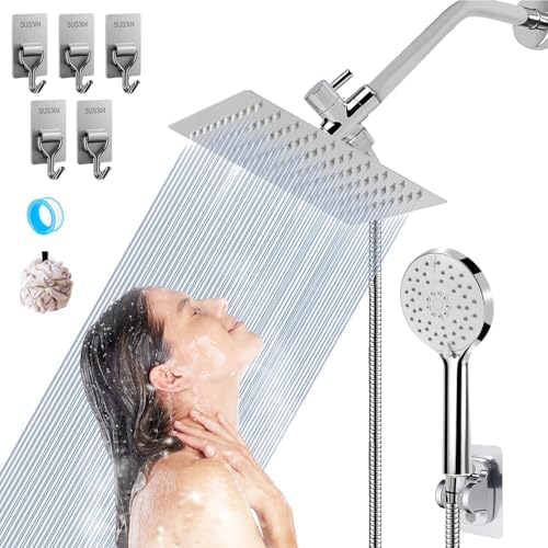 Chuveiro Kit de Aço Inox, 20CM Chuveiro Portátil, Ducha Manual de...