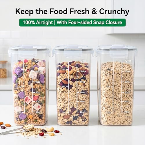 Vorratsdosen mit Deckel Luftdicht Groß 4L Set of 4, BPA frei, Aufbewahrungsbox Küche, Mottensichere Küchen Organizer Mehl Spaghetti Cornflakes Müsli Aufbewahrung, Vorratsbehälter mit Etiketten 3