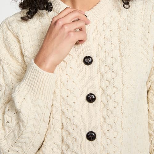 Achill Women's Irish Cable Knit Aran Cardigan, 100% Merino Wool, Made in Ireland4