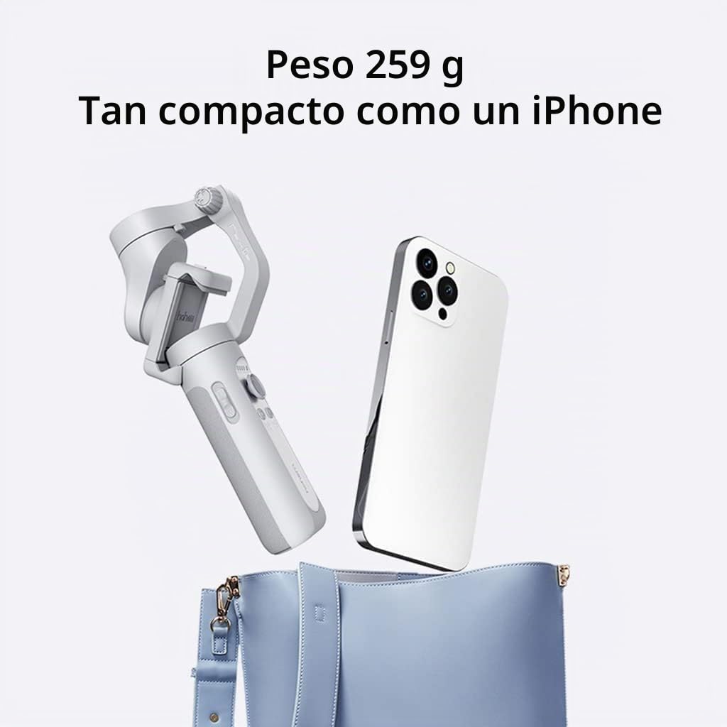 Hohem isteady Xe Kit Estabilizador de cardán para teléfonos Inteligentes de 3 Ejes, con Luces, para teléfonos iPhone Android, para grabación de vídeo en Tiempo Real vlog Youtube, combinación Gris