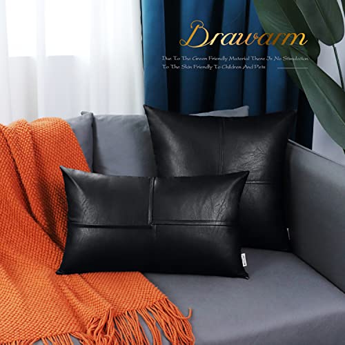 Image of BRAWARM Pack of 2 Throw Pillow Covers Cases for Couch Sofa Home Decoration Solid Dyed Striped Soft Chenille 16 X 16 Inches Classic Blue