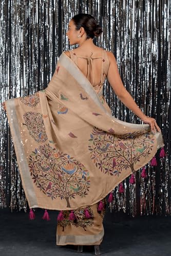 Image of MIRCHI FASHION Saree for Woman Cotton Blend Printed | Traditional Ethnic Sari for Ceremonial Use and Farewell with Blouse Piece