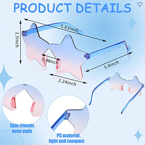 Fabbay 100 Pairs Star Shaped Rimless Sunglasses Transparent Star Glasses Candy Color Star Pentagram Glasses2