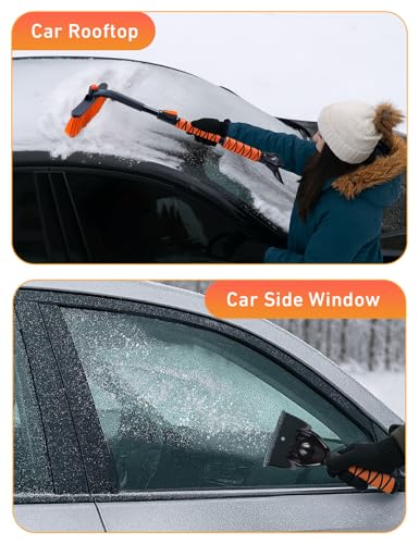 Image of EcoNour 36 inch Extendable Snow Brush and Ice Scraper |3-in1 Snow Removal Brush | Telescopic Brush with 360 Rotating Head for Car Windshield | Ice Scraper for SUV, Truck, and Car | Winter Car Accessories