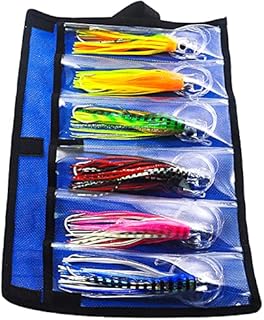 kmucutie 6.5 inch 6 pcs trolling lure marlin tuna mahi dolphin durado wahoo shark Skirted deep sea fishing Lure set