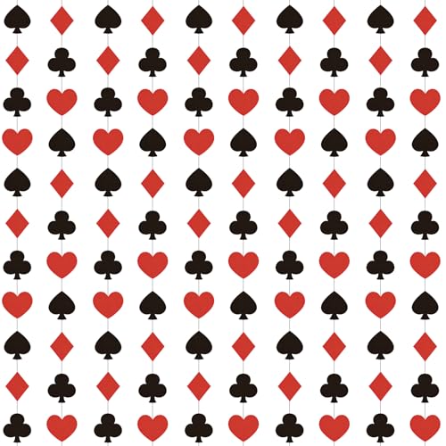 Décoration de casino, guirlande de poker, 4 m de papier Las Vegas, décoration d'anniversaire, fond rouge et noir, pour fête de casinodeko, fête...