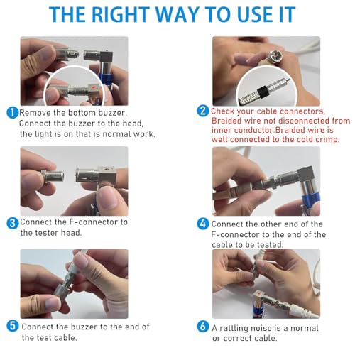 Image of Coaxial Pocket Toner Pocket Continuity Tester,with Coaxial Cable Crimper Kit,and Toner with Light&Buzzer Voltage Toner and Barrel Connector Bundle for Testing Coax Cable, RG6, RG59, CATV Wire Tracer