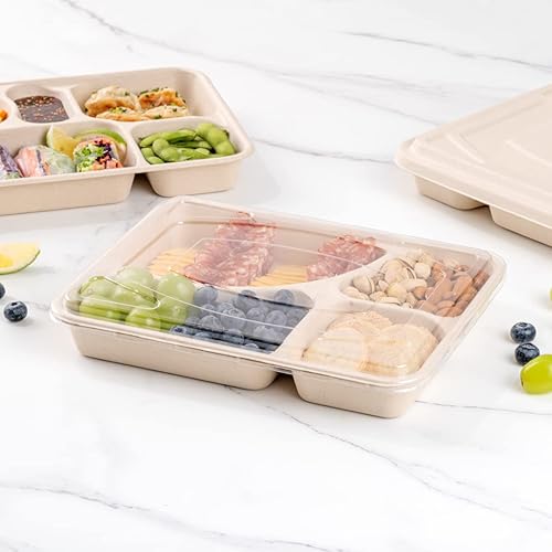 Miniatura 11 de Restaurantware Solo tapas: tapas pulp tek para bandejas To Go 100 tapas desechables para llevar contenedores - Hecho de fibras de caña de azúcar,