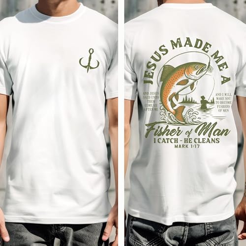 Jesus Made Me a Fisher of Man T-Shirt - Christian Fisherman Shirts - Religious Fishing Shirts - Fisher of Men T-Shirt2