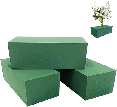 3 Pcs Flower Foam Long, Artificial Plant Sponge Block, Wet & Dry Flower Dry Florist Foam for Artificial Flowers, Weddings, Indoor Outdoor Floral Displays, Green