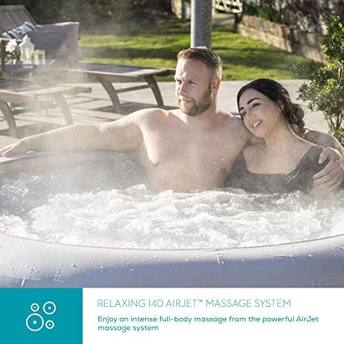 Lay-Z-Spa Paris Hot Tub with Built In LED Light System, 140 AirJet Massage System Inflatable Spa with Freeze Shield Technology, 4-6 Person