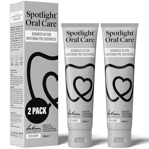 Spotlight Oral Care Advanced Action Whitening Pro Toothpaste - Dentist-Developed Triple Action Formula with Hydroxyapatite, Diamond Powder & PAP - Enamel Repair & Zero-Sensitivity Whitening - Two Pack