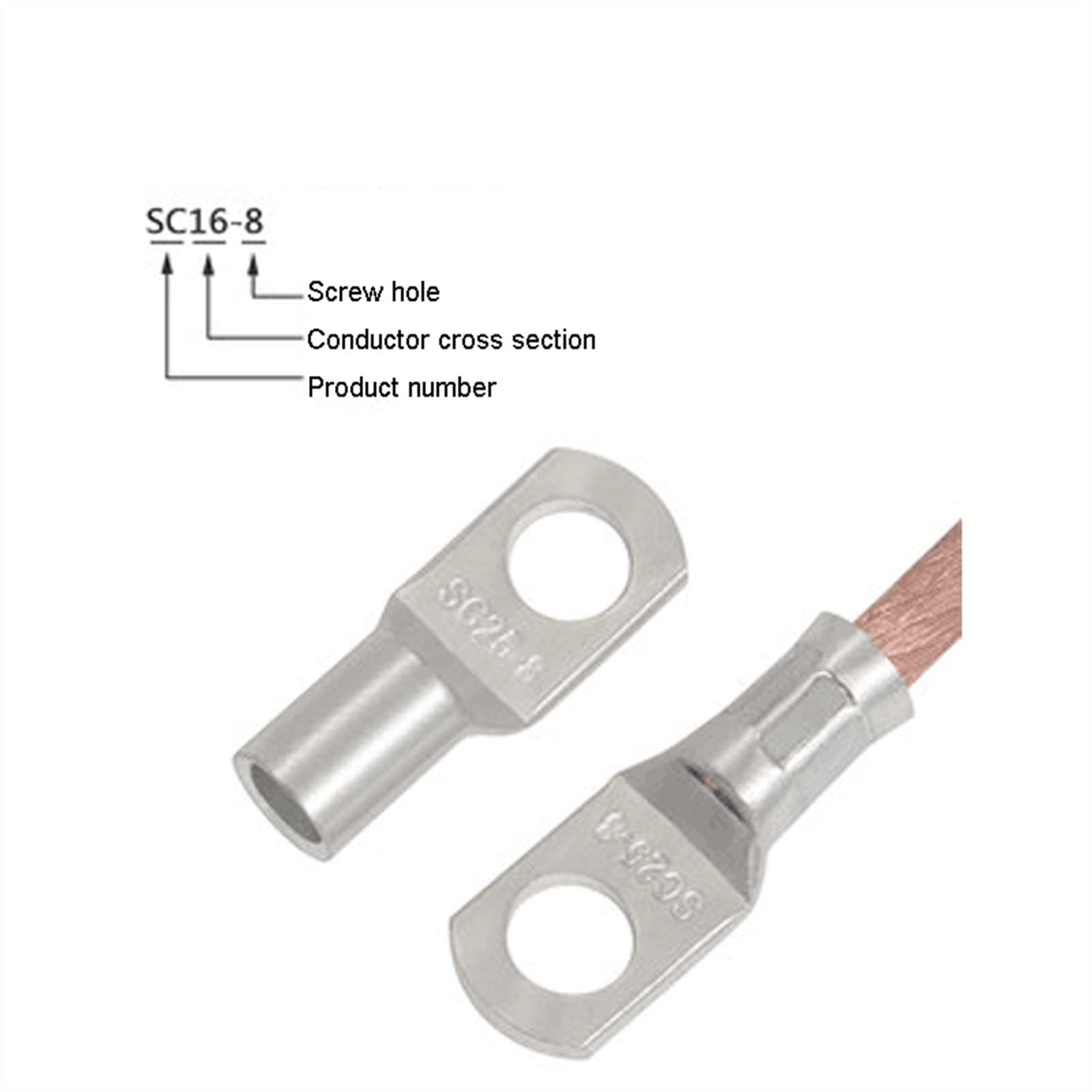 Ringkabelschuhe 10 STÜCKE/5 STÜCKE Sortiment Verzinnte Kupferösen Ring Crimp Terminal Draht Schweißen Kabelstecker Anzug SC16-6 SC25-8 SC35-8(Sc35-12,10PCS)