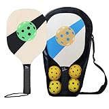 Ieron Pickleball-Schläger-Paket-Set, Set beinhaltet Zwei Holzschläger + Vier Bälle + eine Pickleball-Tragetasche aus Netzmaterial für Anfänger und Profis