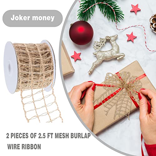 MTLEE 2 Rolls Wired Burlap Mesh Ribbon,20 Yards x 2.5 Inch,3 Square Grids by MTLEE - Used condition - Image 6