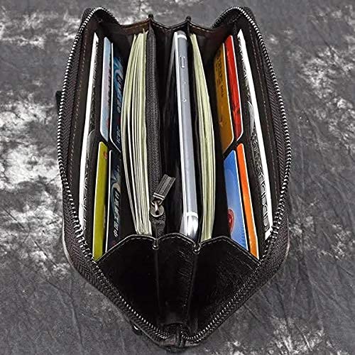 Men's Wallet,Long Zipper Phone Bag Wallet (Red 19X10X2.5CM)2