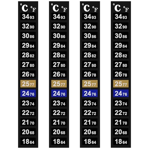 Flintronic 4pcs autocollants de température de l'eau autocollants, Thermomètre numérique d'aquarium, Convient pour la pose de tortues, reptiles et poissons...