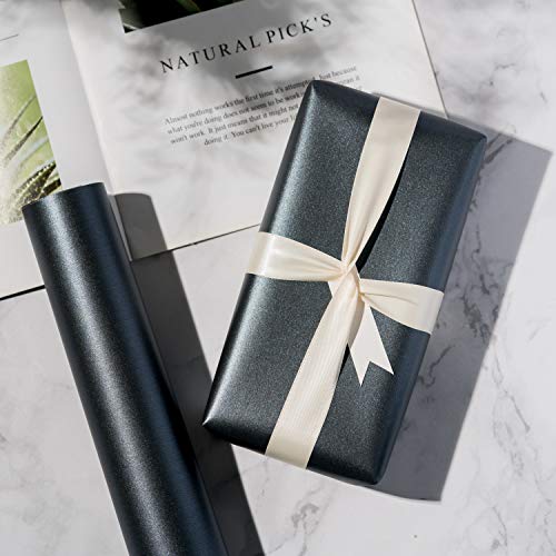 Image of RUSPEPA Black Matte Wrapping Paper - Solid Color Pearly - lustre Paper Perfect for Wedding, Birthday, Christmas, Baby Shower -17 Inches X 32.8 Feet