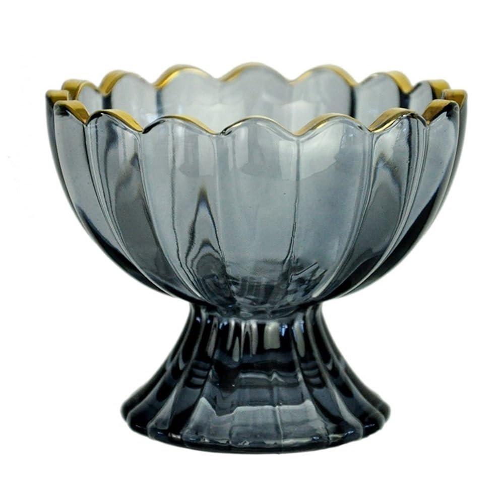 Zyyanshop Black Butter Dish Glass Butter Dish Flower Shape For Kitchen Ice Cream Cup Dessert Plate