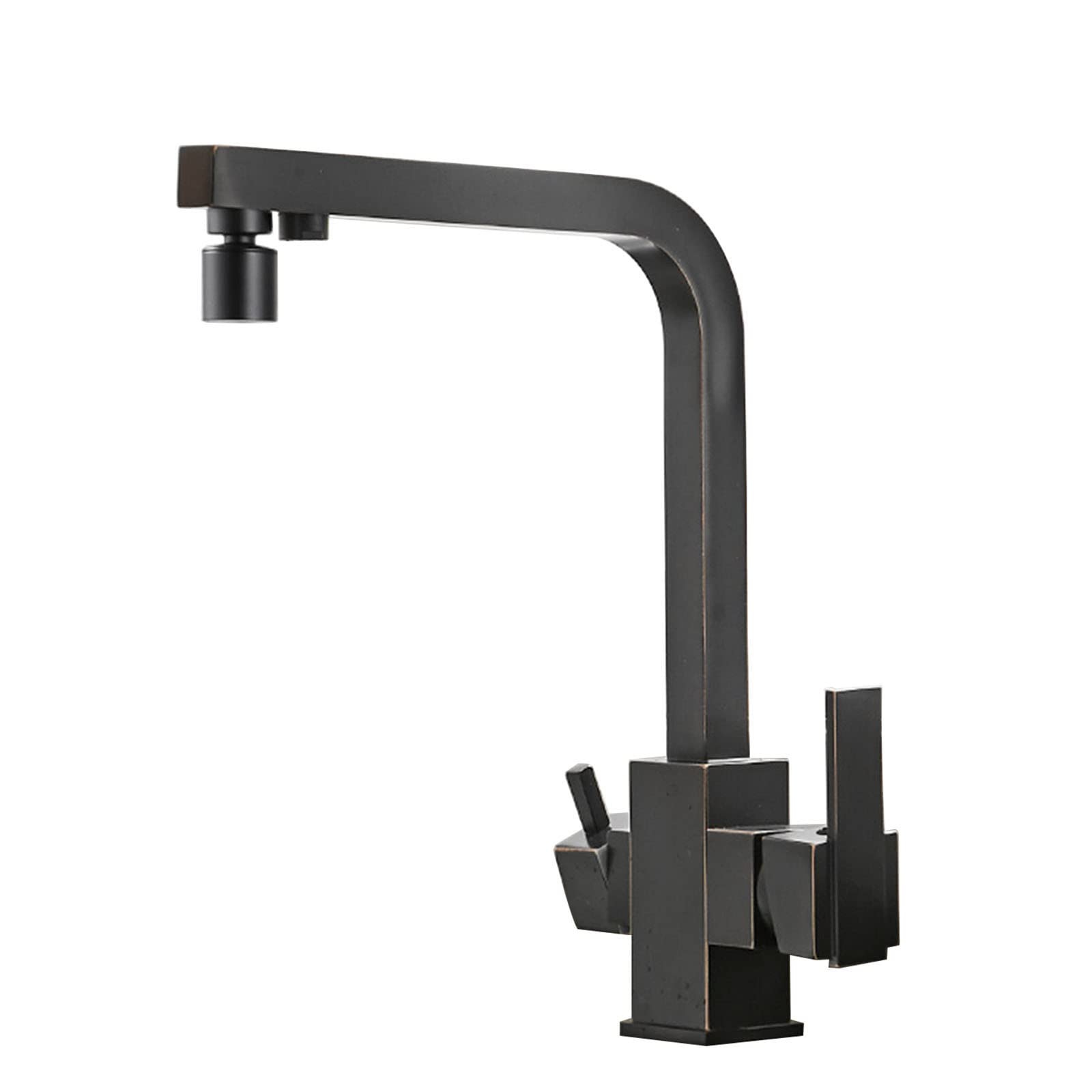 Filtro de agua para grifo de cocina negro de 3 vías, sistema de ósmosis de doble mango para fregadero, modo C y ADualmodus, fácil instalación, diseño contemporáneo, alto caudal
